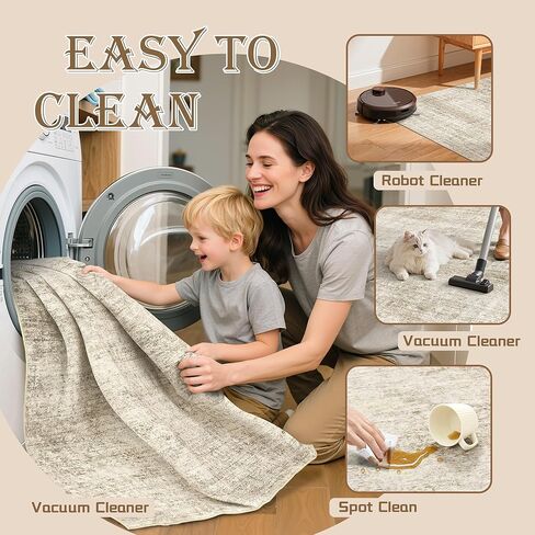 8x10 Area Rugs - Washable Rug for Living Room, Ultra-Thin Abstract Rug, Indoor Non-Slip Rug for Bedroom, Stain Resistant Large Area Rug, Super Soft Low Pile Rugs in Saudi Arabia