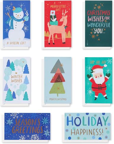 American Greetings Christmas Cards with Envelopes, Money Gift Card Holder, Rainbow Christmas Designs (16-Count) in Saudi Arabia