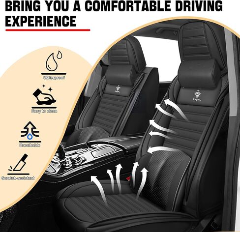 Car Seat Cover Fit for Toyota Corolla 2009-2026 Full Coverage Nappa Faux Leather Car Seat Protector, Fashion Anti-Slip Waterproof Easy to Install, Auto Interior Accessories(Full Set,Black&Red) in Kuwait