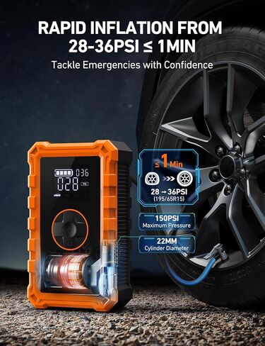 AstroAI Portable Car Jump Starter with Air Compressor 150PSI, 2500A Car Battery Jump Starter Pack Up to 7.5L Gas & 5.0L Diesel Engine, UL Certified, 12V Jump Box Car Battery with LCD Display, Lights in Kuwait