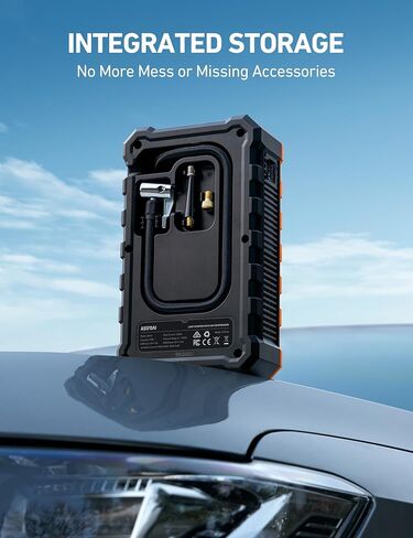 AstroAI Portable Car Jump Starter with Air Compressor 150PSI, 2500A Car Battery Jump Starter Pack Up to 7.5L Gas & 5.0L Diesel Engine, UL Certified, 12V Jump Box Car Battery with LCD Display, Lights in Kuwait