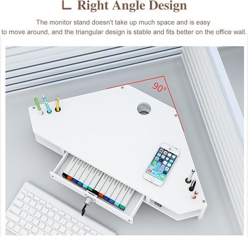 Corner Monitor Stand Lifting Computer Monitor Stand with Lock & Key, Monitor Stand Riser Desk Organizer with Drawers, Notebook Laptop Corner Stand for Organize(Natural) in Saudi Arabia
