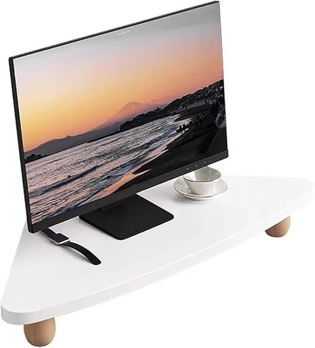 Corner Monitor Stand Desk Triangle Monitor Organizers Riser for Workspace, Office Computer Corner Stand for Desktop, Screen Storage Bracket/Projector Scanner Rack(White) in Saudi Arabia