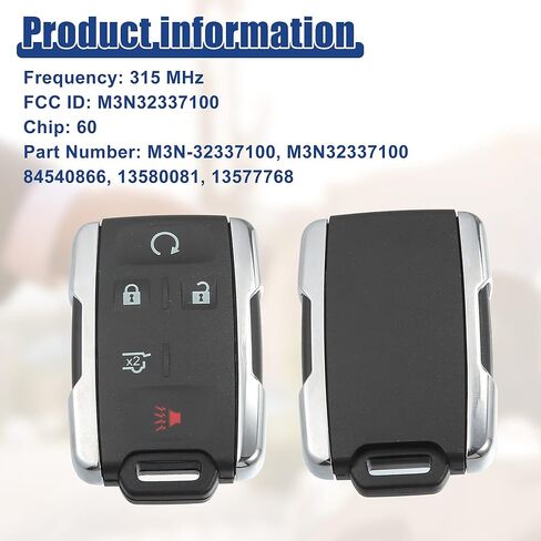 ACROPIX 315 MHz Key Fob Keyless Entry Remote Fit for Chevy Suburban Tahoe 2015-2020 for GMC Yukon 2015-2020 M3N-32337100 - Pack of 2 Black in Saudi Arabia