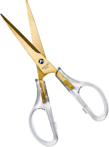 Gold Acrylic Scissors 6.5" Clear Office Scissor Metal Blades Cutting Shears for Arts Craft Supplies Desk Accessories (Gold Scissors) in Saudi Arabia