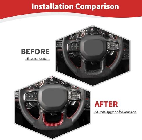 for RAM TRX Steering Wheel Panel Trim Sticker for RAM TRX 2018 2019 2020 2021 2022 2023 2024-Present Red Carbon Fiber Interior Accessories 1pc in Saudi Arabia