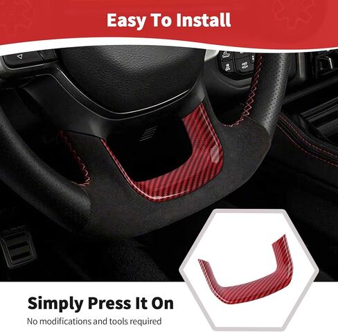 for RAM TRX Steering Wheel Panel Trim Sticker for RAM TRX 2018 2019 2020 2021 2022 2023 2024-Present Red Carbon Fiber Interior Accessories 1pc in Saudi Arabia