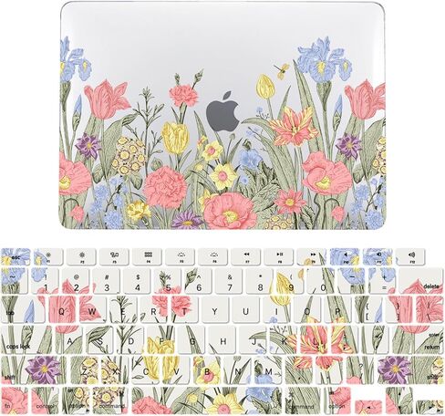 حافظة IVY Flowering Straw الشفافة لجهاز MacBook Air 13 مع M2 (الموديلات: A2681) حافظة صلبة مع مجموعة غطاء لوحة المفاتيح - B in Kuwait