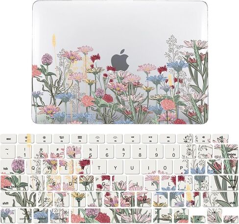 حافظة IVY Flowering Straw الشفافة لجهاز MacBook Air 13 مع M2 (الموديلات: A2681) حافظة صلبة مع مجموعة غطاء لوحة المفاتيح - B in Kuwait