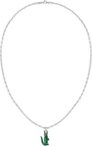 Lacoste Men's Arthor Jewelry Necklace, Stainless Steel, Rectangular Box Chain Necklace, Reversible Pendant, Fashionable in Saudi Arabia