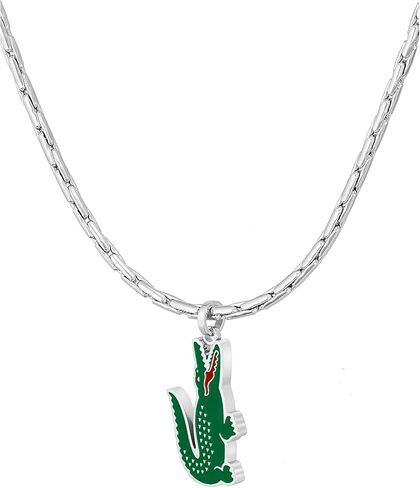 Lacoste Men's Arthor Jewelry Necklace, Stainless Steel, Rectangular Box Chain Necklace, Reversible Pendant, Fashionable in Saudi Arabia
