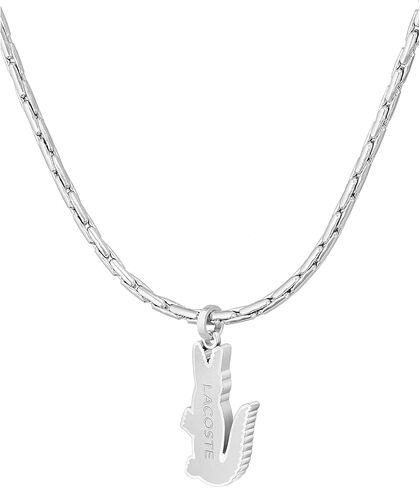 Lacoste Men's Arthor Jewelry Necklace, Stainless Steel, Rectangular Box Chain Necklace, Reversible Pendant, Fashionable in Saudi Arabia