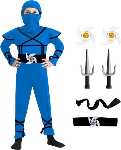 Halloween Ninja Costumes for Kids Boys Ninja Siut Set with Ninjas Accessories Toys for Role Play Parties in Saudi Arabia