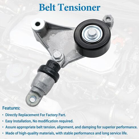 Belt Tensioner Assembly with Pulley Compatible with 2001-2005 Toyota RAV4, 2001-2007 Highlander, 2002-2006 Camry, 2005-2010 Scion tC, 2002-2006 Solara, Replaces# 166200W110, 1662028010 in Saudi Arabia