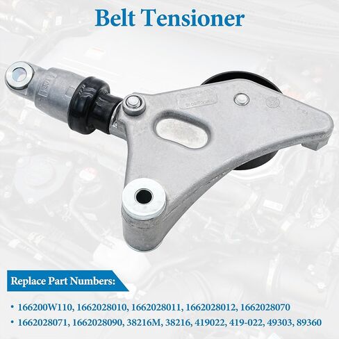 Belt Tensioner Assembly with Pulley Compatible with 2001-2005 Toyota RAV4, 2001-2007 Highlander, 2002-2006 Camry, 2005-2010 Scion tC, 2002-2006 Solara, Replaces# 166200W110, 1662028010 in Saudi Arabia
