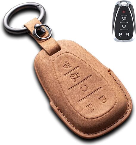 3D-Designed Suede Leather Key Fob Cover Compatible With 2016-2021 Chevy Remote Keys, Fits Malibu, Equinox, Cruze, Trax, Camaro, Blazer, Traverse, Spark, Comes With A Matching Color Ring Buckle in Saudi Arabia