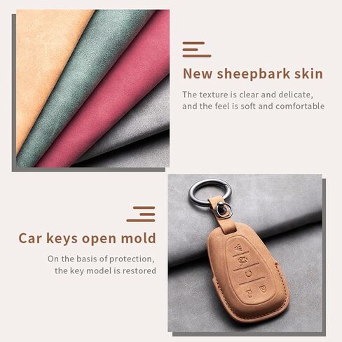 3D-Designed Suede Leather Key Fob Cover Compatible With 2016-2021 Chevy Remote Keys, Fits Malibu, Equinox, Cruze, Trax, Camaro, Blazer, Traverse, Spark, Comes With A Matching Color Ring Buckle in Saudi Arabia