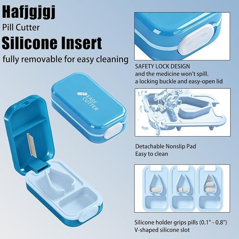 Pill Cutter Splitter for Small or Large Pills with Safety Lock - Accurate and Easy Travel-Friendly Design for Daily Use (Purple) in Kuwait