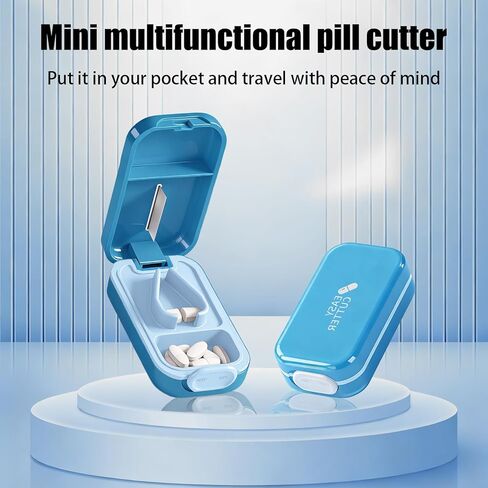 Pill Cutter Splitter for Small or Large Pills with Safety Lock - Accurate and Easy Travel-Friendly Design for Daily Use (Purple) in Kuwait
