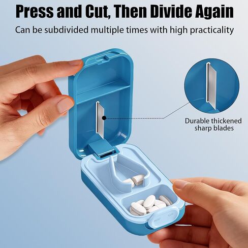 Pill Cutter Splitter for Small or Large Pills with Safety Lock - Accurate and Easy Travel-Friendly Design for Daily Use (Purple) in Kuwait