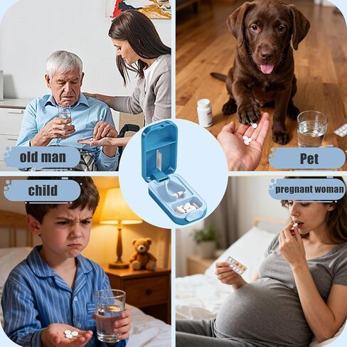 Pill Cutter Splitter for Small or Large Pills with Safety Lock - Accurate and Easy Travel-Friendly Design for Daily Use (Purple) in Kuwait