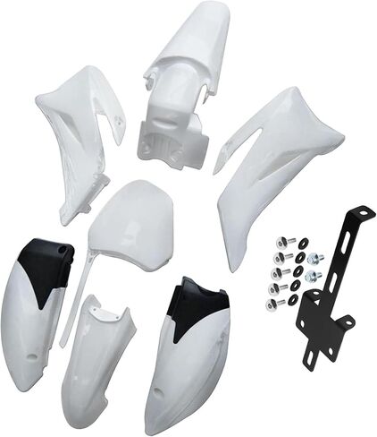 طقم انسيابية بلاستيكية TTR110 مع دعامة تثبيت معدنية لدراجة TTR110 TTR110E TTR 110 Pit Dirt Bike - مصدات ABS وأغطية ولوحة أرقام وألواح جانبية مجموعة استبدال بلاستيك للجسم (أبيض) in Kuwait