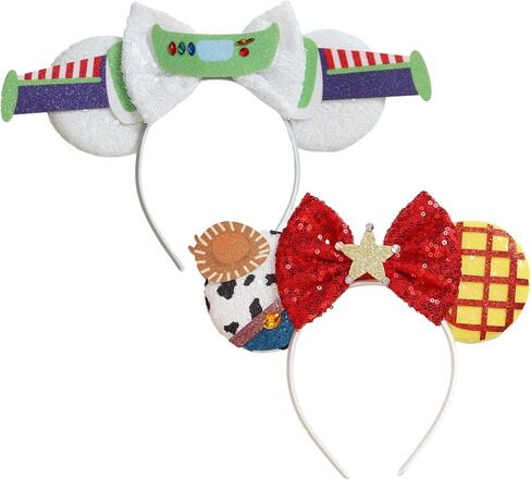 FACHPINT Mouse Ears, Green ears for Boy, Mouse Ears Headband for Women Photo Props, Cute Halloween Mouse Ears for Theme Park Accessories, Sequin Halloween Ears for Party in Saudi Arabia