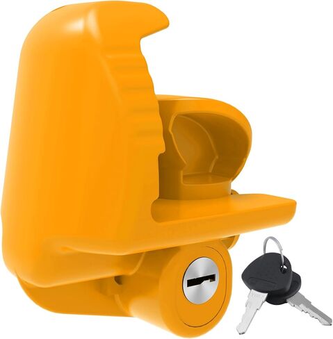 أقفال وصلة مقطورة رومون صفراء مع مفاتيح، مقاس عالمي يناسب 1-7/8 بوصة، 2 بوصة، و2-5/16 بوصة، قفل لسان مقطورة فولاذي شديد التحمل قابل للتعديل للقوارب والمقطورات والمركبات الترفيهية، وصلات مضادة للسرقة، عبوة واحدة in Kuwait