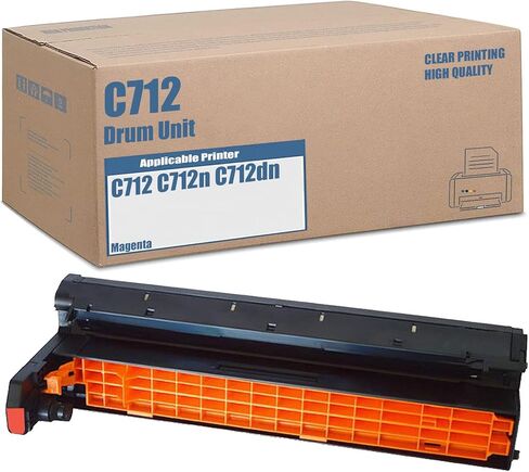 استبدال وحدة الطبل C712 المتوافقة لـ OKI 46507404 46507403 46507402 46507401 إنتاجية عالية للاستخدام مع طابعة C712 C712n C712dn (4 عبوات أسود + سماوي + أصفر + أرجواني) in Kuwait