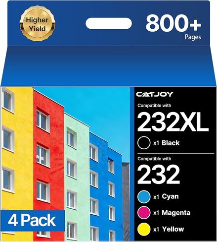 خراطيش حبر 232XL لطابعة Epson بديلة مُعاد تصنيعها لخرطوشة حبر EPSON 232 T232 لطابعة Expression XP-4200 XP-4205 Workforce WF-2930 WF-2950 (4 عبوات، أسود سماوي أصفر أرجواني) in Kuwait