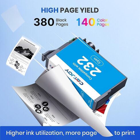 خراطيش حبر 232XL لطابعة Epson بديلة مُعاد تصنيعها لخرطوشة حبر EPSON 232 T232 لطابعة Expression XP-4200 XP-4205 Workforce WF-2930 WF-2950 (4 عبوات، أسود سماوي أصفر أرجواني) in Kuwait