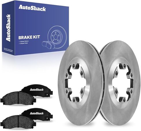 AutoShack 11.02 بوصة (280 مم) دوارات الفرامل ذات فتحات تهوية أمامية ومغلفة بالكهرباء + استبدال وسادات الفرامل السيراميكية لـ 2004-2008 شيفروليه كولورادو 2004-2008 جي إم سي كانيون طقم فرامل 6 قطع ShadowGuard in Kuwait