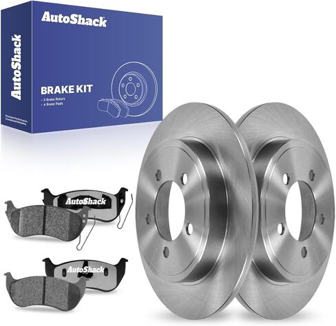 AutoShack 11.85 بوصة (301 مم) دوارات الفرامل الخلفية الصلبة + استبدال وسادات الفرامل السيراميكية لـ 2006-2010 Ford Explorer 2007-2010 Ford Explorer Sport Trac 2006-2010 Mercury Mountaineer 6-PC طقم فرامل in Saudi Arabia