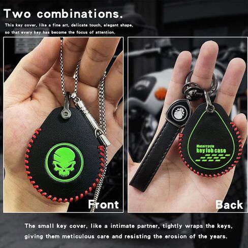 غطاء جلدي لمفتاح السيارة، متوافق مع Harley Davidson Fatboy Heritage Classic Standard RoadKing Ultra Classic Electra Glide V-Rod Dyna Sportster Key Fob حامل سلسلة مفاتيح وقلادة جمجمة in Kuwait