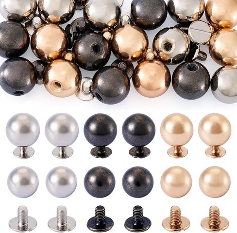 18 Sets Metal Button Spikes Screw Kit Rivets for Leather Screw Back Hexagon Head Rivets Screw Buttons for Purse Handbag Shoes Punk Rock Clothes Belt, 9x8x6mm, Hole: 2.5mm in Saudi Arabia