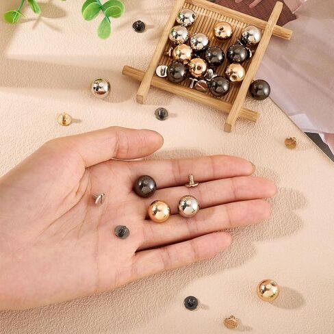 18 Sets Metal Button Spikes Screw Kit Rivets for Leather Screw Back Hexagon Head Rivets Screw Buttons for Purse Handbag Shoes Punk Rock Clothes Belt, 9x8x6mm, Hole: 2.5mm in Saudi Arabia