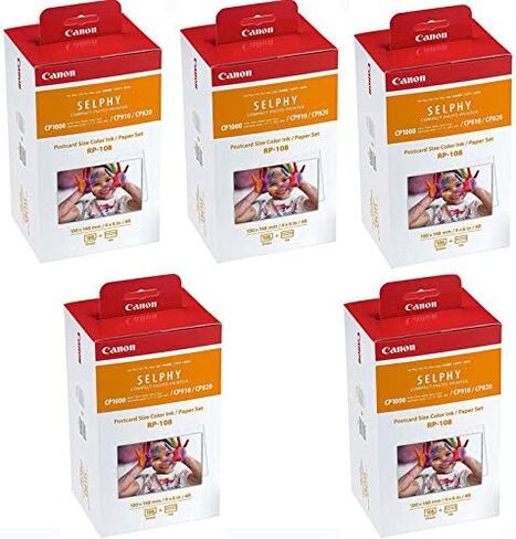 Canon Color Ink/Paper Set, Compatible with SELPHY CP910/CP820/CP1200, RP-108 (Pack of 5) in Saudi Arabia