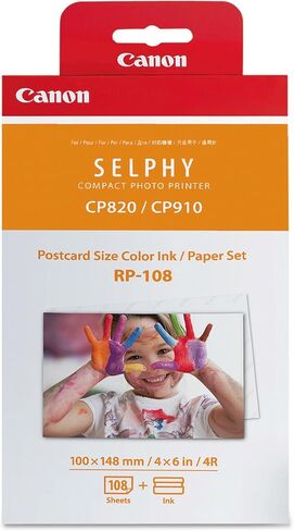 Canon Color Ink/Paper Set, Compatible with SELPHY CP910/CP820/CP1200, RP-108 (Pack of 5) in Saudi Arabia