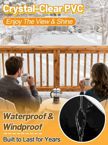 6 x 13ft Ultra Clear Tarp Waterproof - Heavy-Duty Vinyl Plastic Tarpaulin with Grommets, Thicken Transparent PVC Windproof Patio Enclosure for Winter Chicken Coop Window Balcony in Kuwait