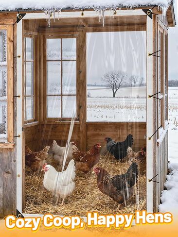 6 x 13ft Ultra Clear Tarp Waterproof - Heavy-Duty Vinyl Plastic Tarpaulin with Grommets, Thicken Transparent PVC Windproof Patio Enclosure for Winter Chicken Coop Window Balcony in Kuwait