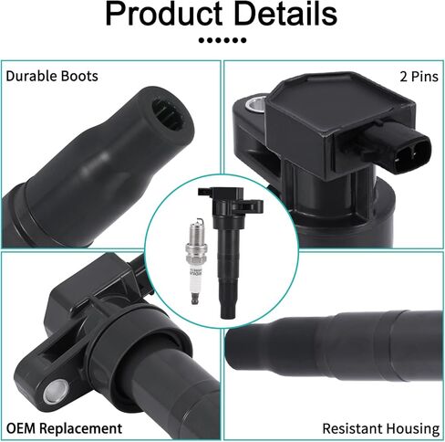 Set of 4 UF499 Ignition Coil Pack & 7090 Spark Plugs 1.4L 1.6L For Dodge Attitude 2006-2010,Hyundai Accent 2006-2011,Kia Rio Rio5 2006-2011 IC579 GN10330 in Kuwait