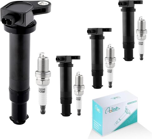 Set of 4 UF499 Ignition Coil Pack & 7090 Spark Plugs 1.4L 1.6L For Dodge Attitude 2006-2010,Hyundai Accent 2006-2011,Kia Rio Rio5 2006-2011 IC579 GN10330 in Kuwait