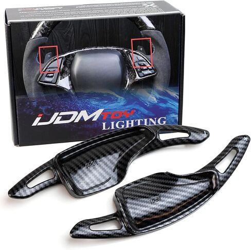 iJDMTOY Twill-Weave Carbon Fiber Pattern Style Larger Paddle Shifter Extensions Compatible with Chevrolet 2014-2019 C7 Corvette, 2016-up Gen6 Camaro in Saudi Arabia