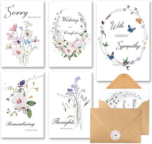 C2U Sympathy Cards with Envelopes – 20 Pack Condolence & Thinking of You Cards with Stickers – Elegant Floral Designs & Heartfelt Messages in Saudi Arabia
