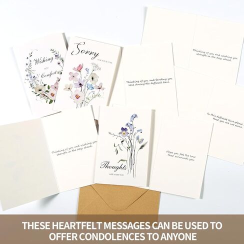 C2U Sympathy Cards with Envelopes – 20 Pack Condolence & Thinking of You Cards with Stickers – Elegant Floral Designs & Heartfelt Messages in Saudi Arabia