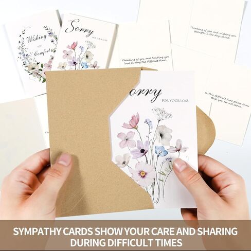 C2U Sympathy Cards with Envelopes – 20 Pack Condolence & Thinking of You Cards with Stickers – Elegant Floral Designs & Heartfelt Messages in Saudi Arabia