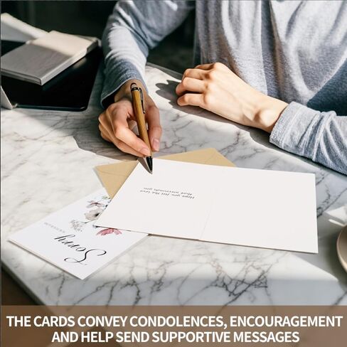C2U Sympathy Cards with Envelopes – 20 Pack Condolence & Thinking of You Cards with Stickers – Elegant Floral Designs & Heartfelt Messages in Saudi Arabia