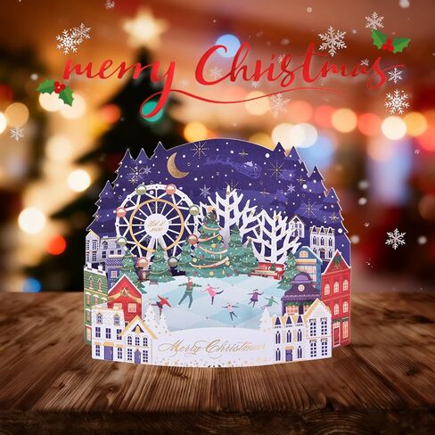 Joyvine 3D pop-up Christmas greeting cards, exquisite and unique 3D paper carved design, Multi-layered paper-cut Christmas Eve greeting card, 3D Christmas tree, creative blessing card 3D ornaments,with envelopes and blank cards. (Santa Claus) in Saudi Arabia