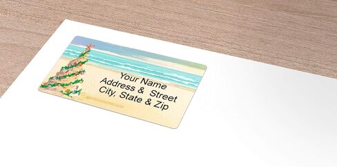 Stonehouse Collection | Beach Christmas Tree | Beach Theme Christmas Card 18 Cards & Envelopes | Sunset, Ocean, Shells - USA Made in Saudi Arabia