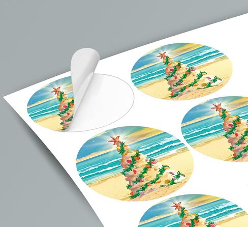 Stonehouse Collection | Beach Christmas Tree | Beach Theme Christmas Card 18 Cards & Envelopes | Sunset, Ocean, Shells - USA Made in Saudi Arabia